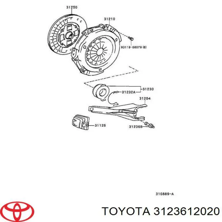 Oś widełek sprzęgła Toyota 3123612020 cena, od 9,86 USD