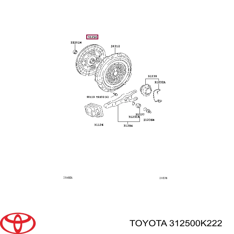Tarcza sprzęgła Toyota 312500K222 cena, od 222,18 USD