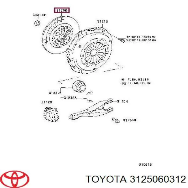 Tarcza sprzęgła Toyota 3125060401 cena, od 429,59 USD