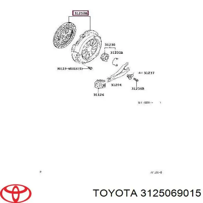 Zestaw sprzęgła (3 części) Toyota 3125019076 cena, od 96,41 USD