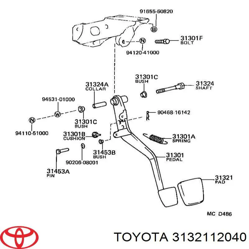 3132112040 Toyota Nakładka na pedał sprzęgła
