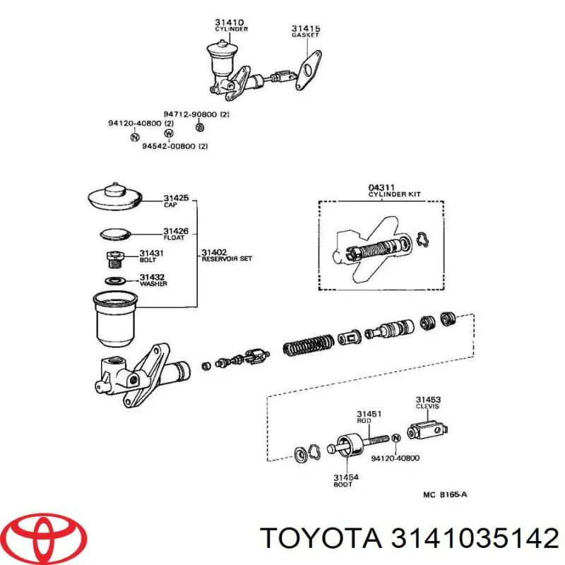 Do koszyka 3141035142 Toyota Cylinder sprzęgła główny