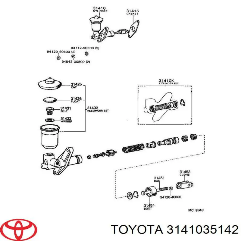 Cylinder sprzęgła główny 3141035142 Toyota