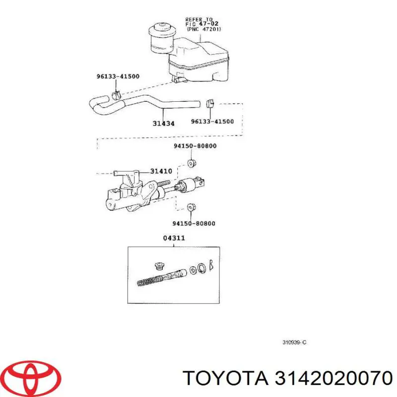 3142020070 Toyota cylinder sprzęgła główny