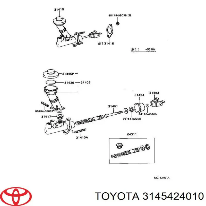 Zestaw naprawczy cylindra głównego sprzęgła Toyota 3145424010 cena, od 16,71 USD