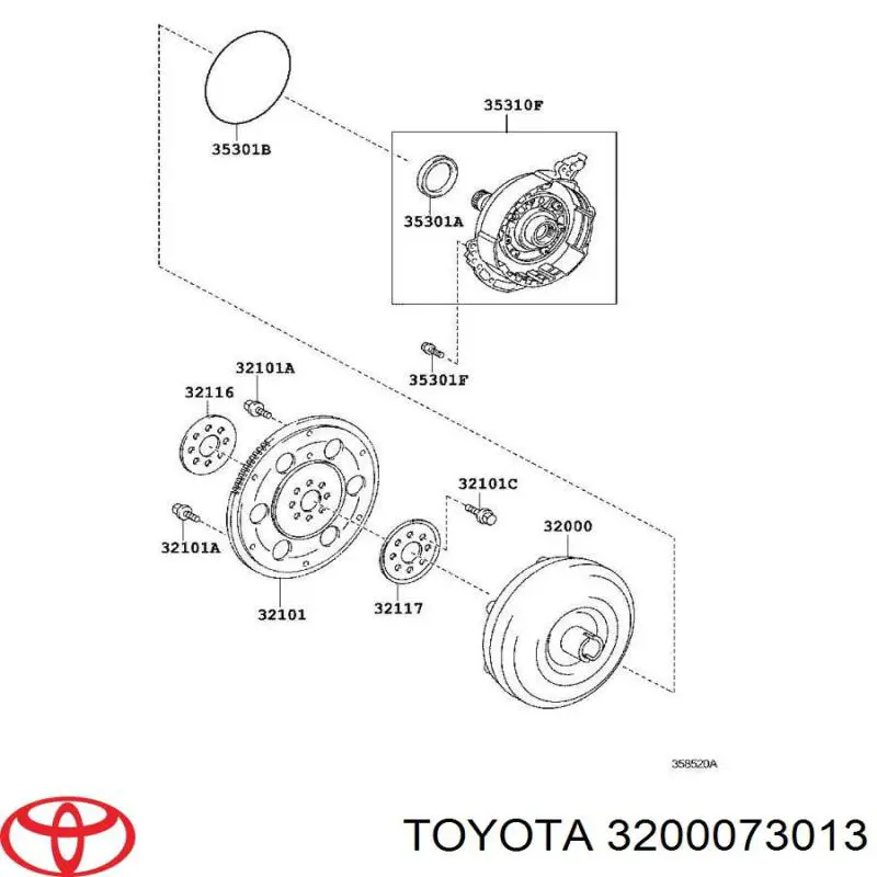 3200073013 Toyota Transformator hydrauliczny automatycznej skrzyni biegów