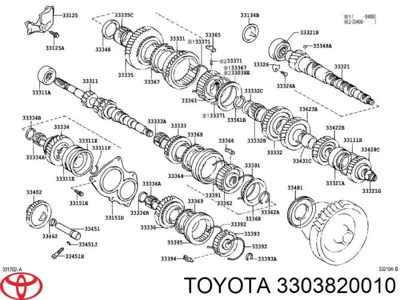 Pierścień synchronizatora Toyota 3303820010 cena, od 80,96 USD