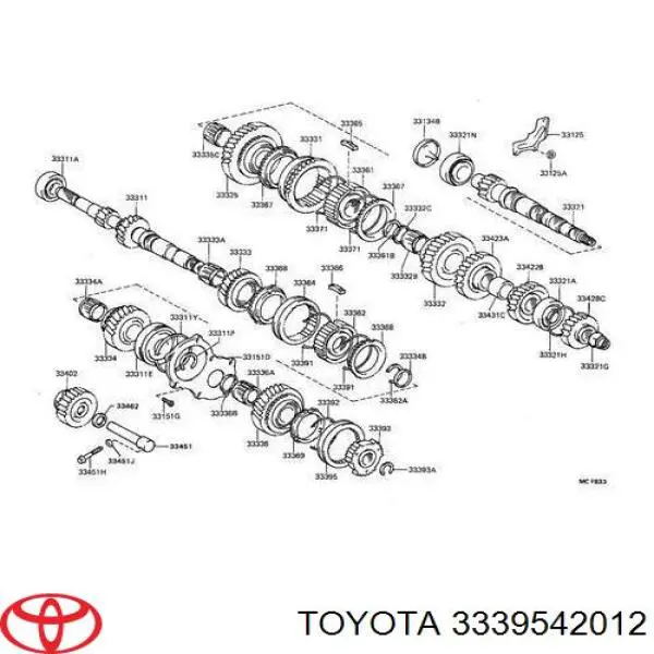 Sprzęgło synchronizatora, obejma zewnętrzna 5. biegu Toyota 3339542010 cena, od 82,00 USD