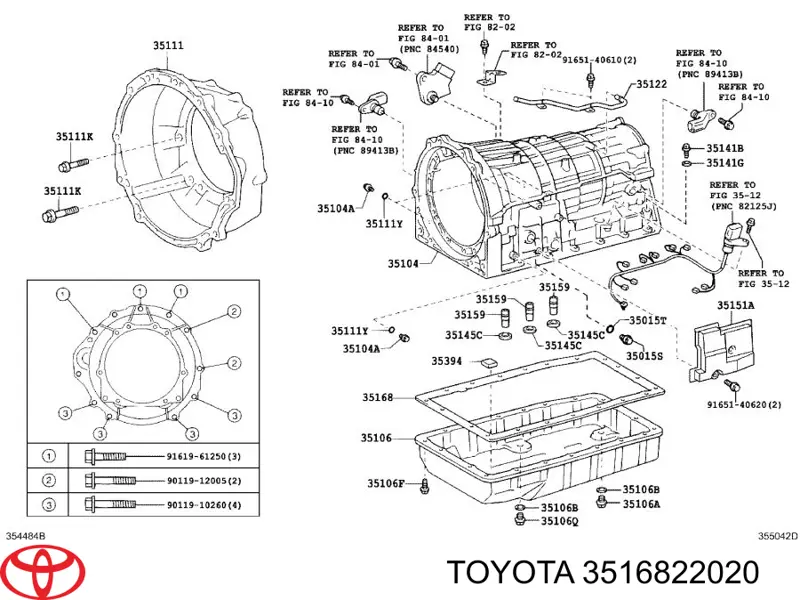 3516822020 Toyota uszczelka miski automatycznej/mechanicznej skrzyni biegów