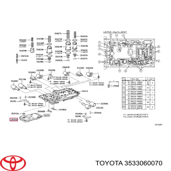 Filtr automatycznej skrzyni biegów Toyota 3533060070 cena, od 33,94 USD