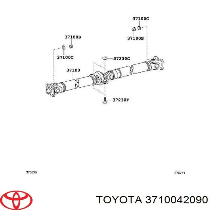 Wał Cardana tylny, kompletny Toyota 3710042090 cena, od 67,98 USD