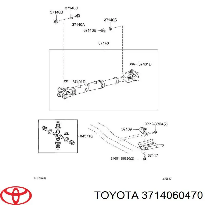 3714060470 Toyota Wał Cardana, do mostu przedniego