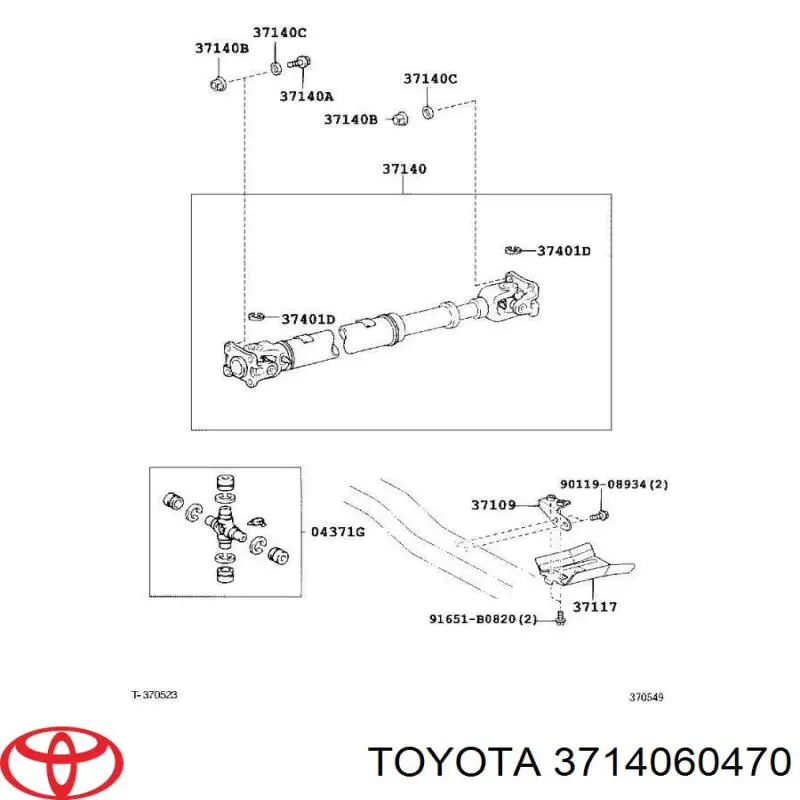 Wał Cardana, do mostu przedniego Toyota 3714060470 cena, od 1985,45 USD
