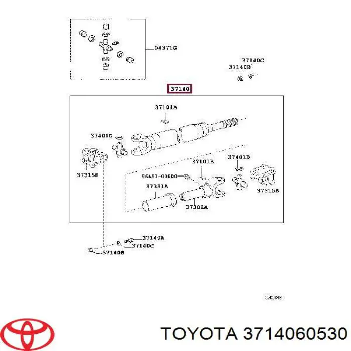 Do koszyka 3714060530 Toyota Wał Cardana, do mostu przedniego