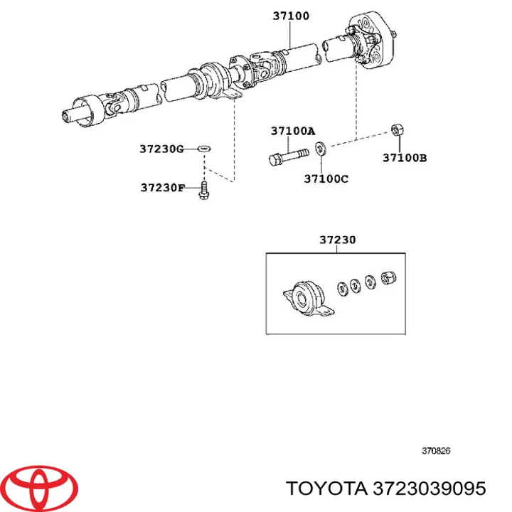 3723039095 Toyota łożysko podwieszane wału cardana