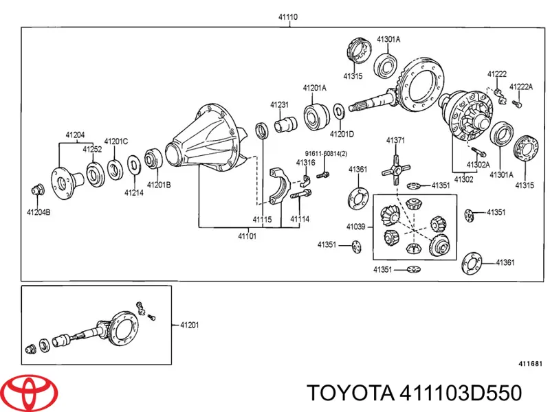 411103D550 Toyota Reduktor mostu tylnego