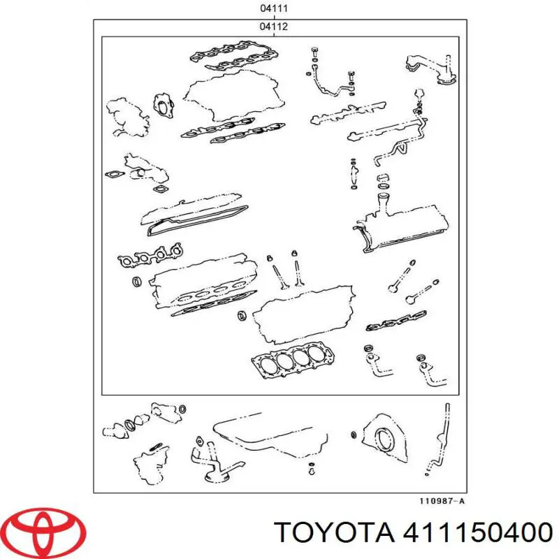 Zestaw uszczelek silnika pełny Toyota 0411150400 cena, od 231,51 USD