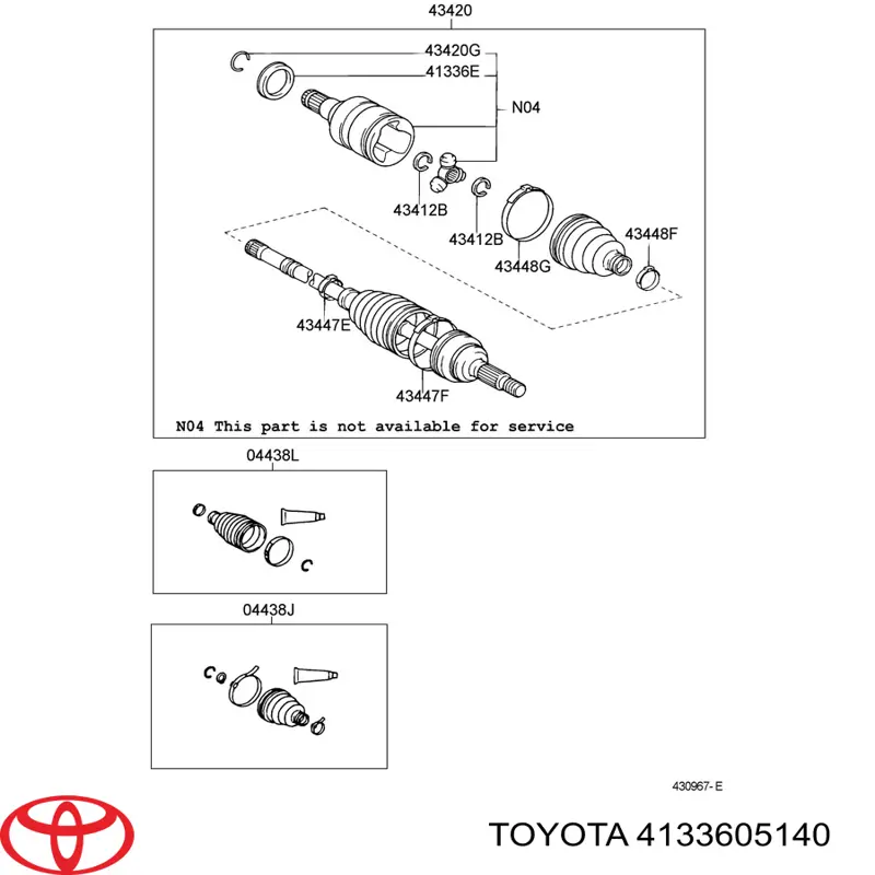 4133605140 Toyota Uszczelniacz półosi mostu przedniego