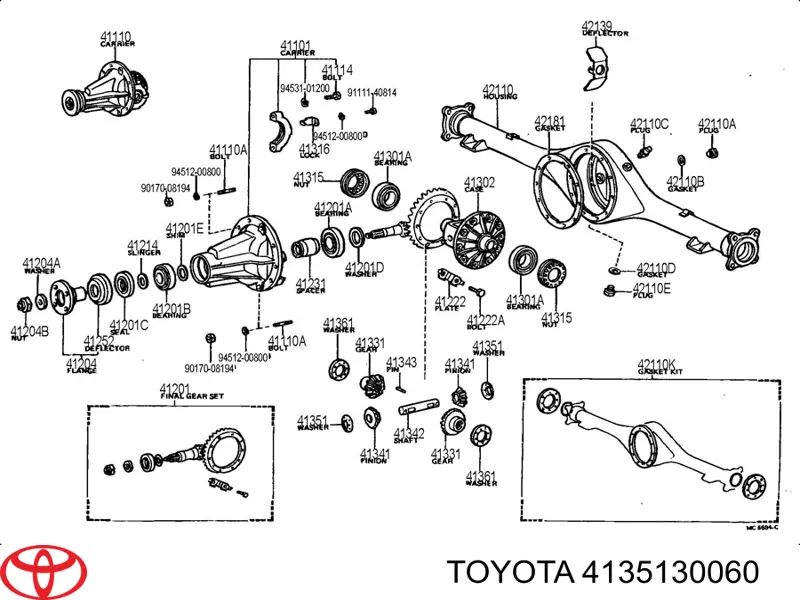 Do koszyka 4135130060 Toyota Podkładka zabezpieczająca dyferencjał mostu przedniego