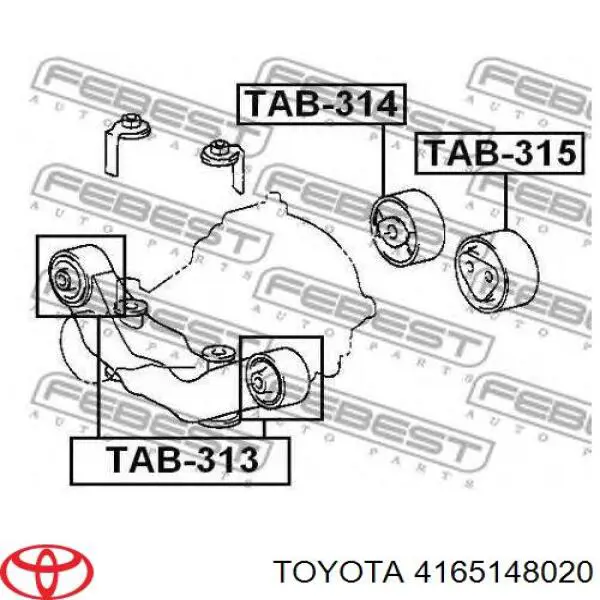 Silentblock tylny lewy (poduszka) reduktora mostu tylnego Toyota 4165148020 cena, od 33,58 USD
