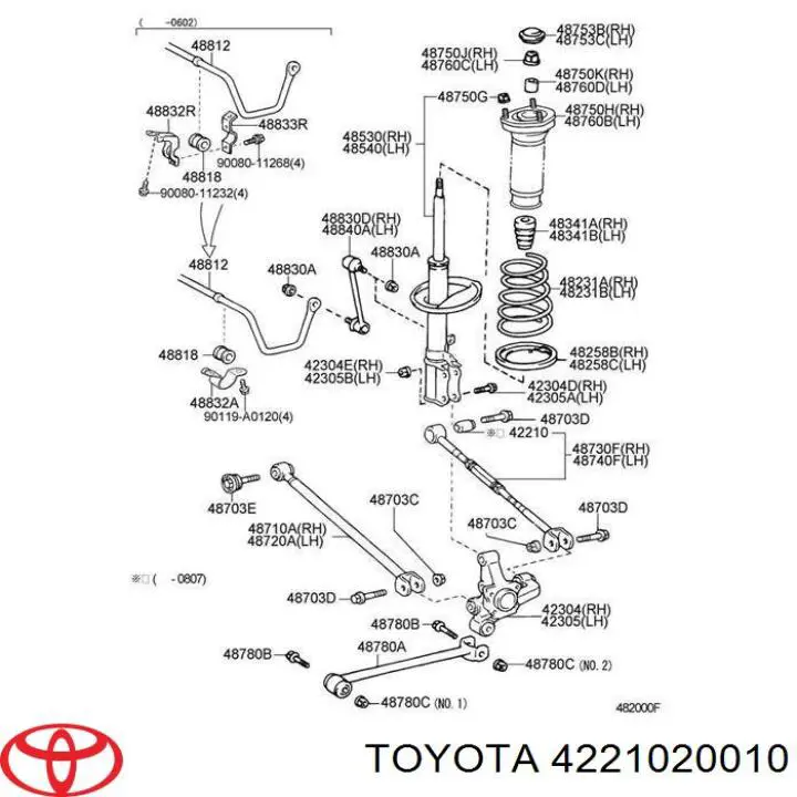Silentblock czopu tylnego Toyota 4221020010 cena, od 15,64 USD