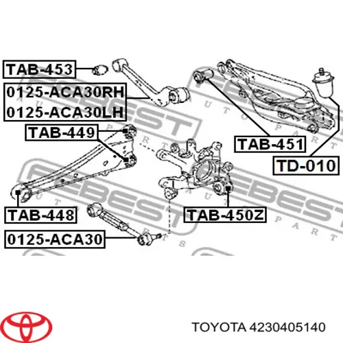 4230405140 Toyota Czop (zwrotnica) tylny prawy