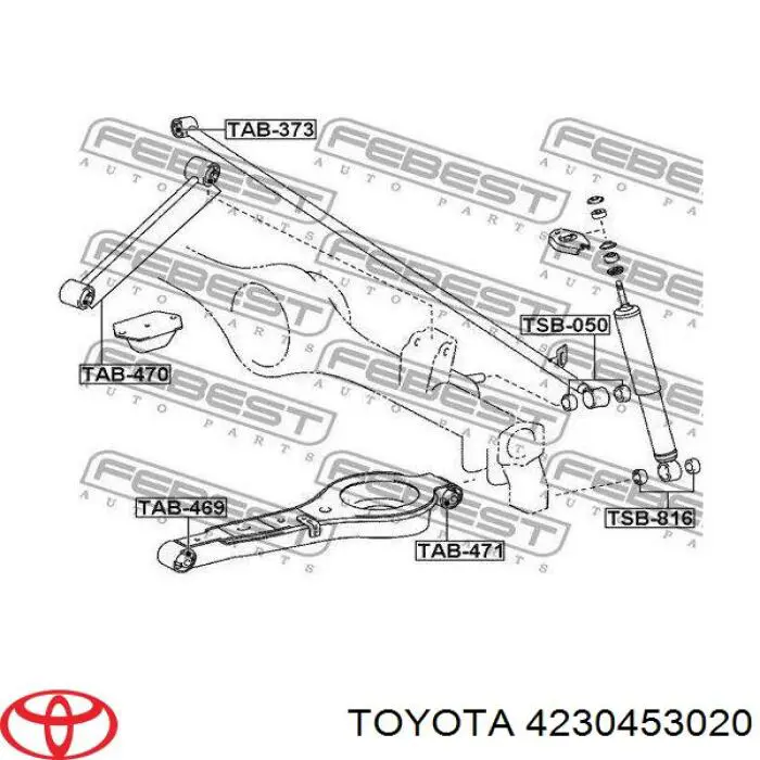 Czop (zwrotnica) tylny prawy Toyota 4230453020 cena, od 24,62 USD