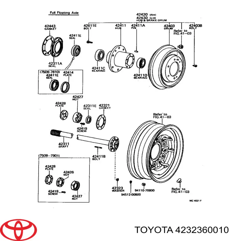 4232360010 Toyota Pierścień zabezpieczający łożysko piasty przedniej