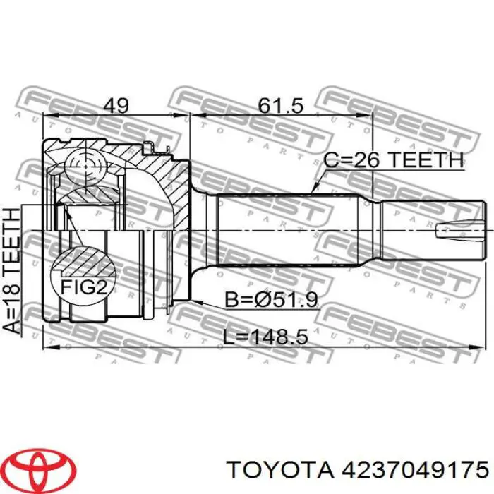 4237049175 Toyota Półoś tylna