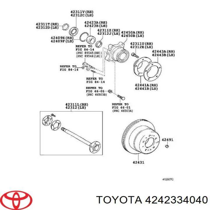 Pierścień zabezpieczający łożysko tylnej półosi Toyota 4242334040 cena, od 21,51 USD