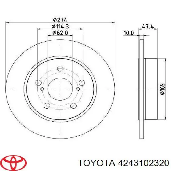 Tarcza hamulcowa tylna Toyota 4243102320 cena, od 53,34 USD