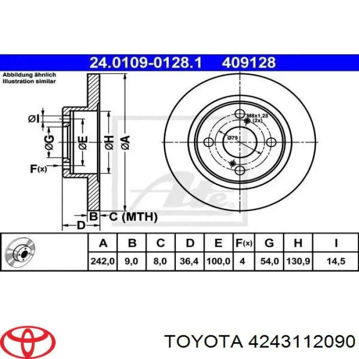 Tarcza hamulcowa tylna 4243112090 Toyota