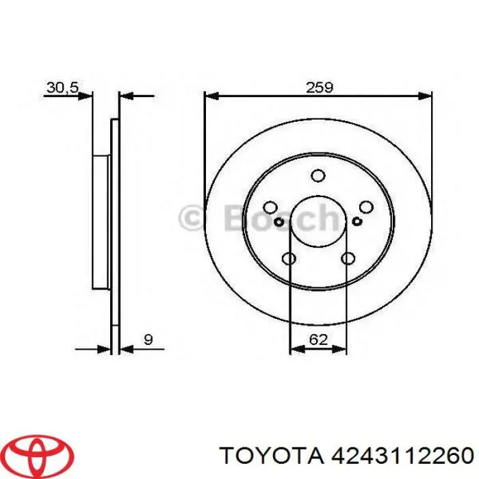 Do koszyka 4243112260 Toyota Tarcza hamulcowa tylna