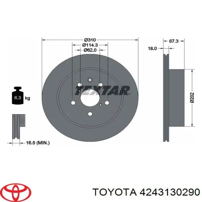Tarcza hamulcowa tylna 4243130290 Toyota
