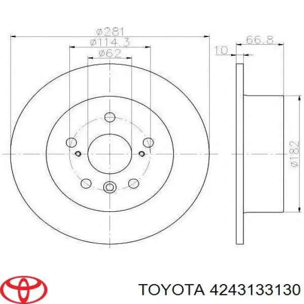 Tarcza hamulcowa tylna Toyota 4243133130 cena, od 44,64 USD