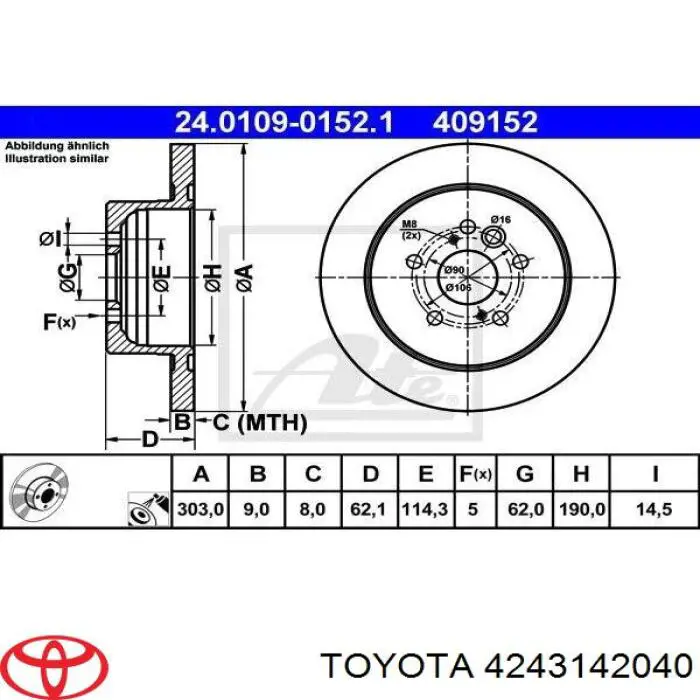 4243142040 Toyota Tarcza hamulcowa tylna