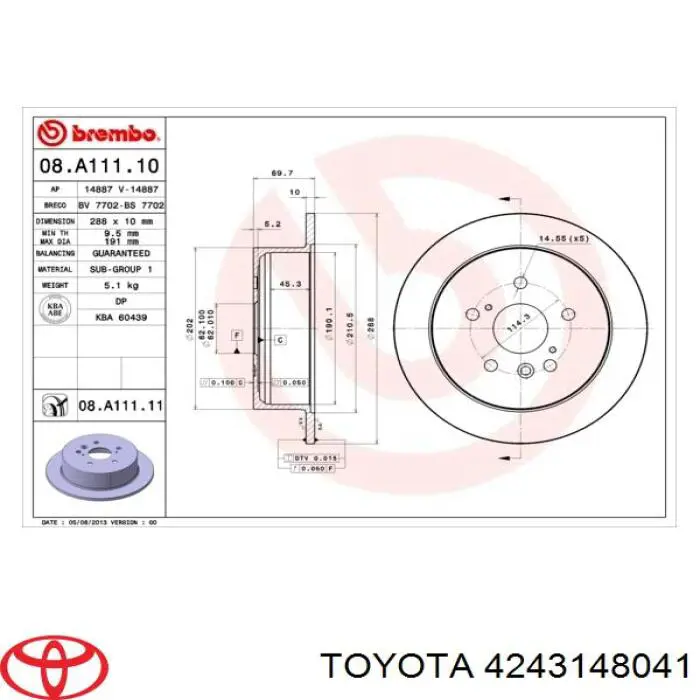 Tarcza hamulcowa tylna Toyota 4243148041 cena, od 50,51 USD