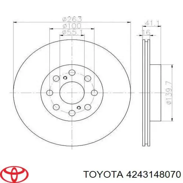 4243148070 Toyota Tarcza hamulcowa tylna