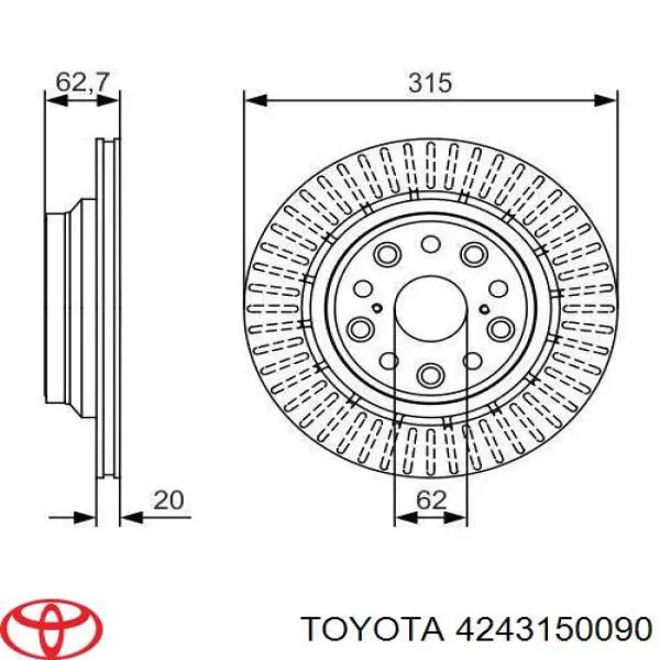 4243150090 Toyota tarcza hamulcowa tylna