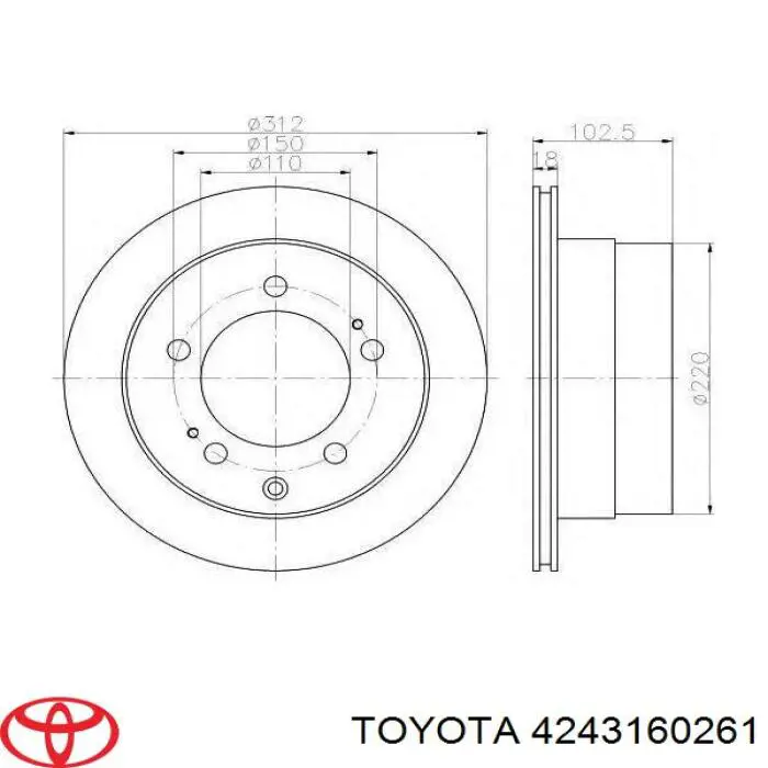 Tarcza hamulcowa tylna Toyota 4243160261 cena, od 77,09 USD