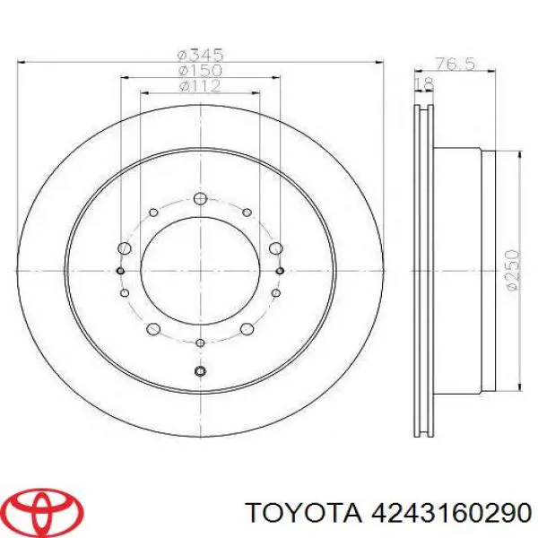 4243160290 Toyota Tarcza hamulcowa tylna