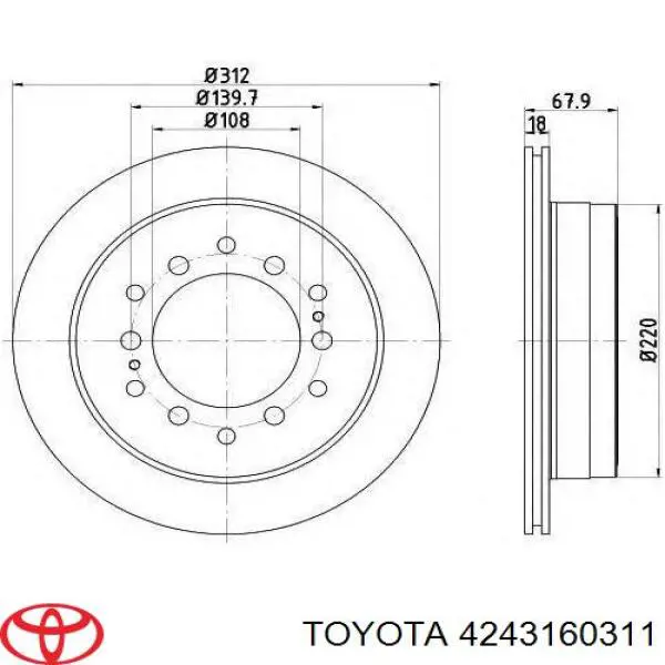 4243160311 Toyota tarcza hamulcowa tylna