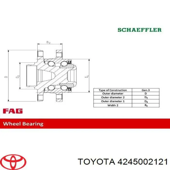Piasta tylna Toyota 4245002121 cena, od 87,37 USD