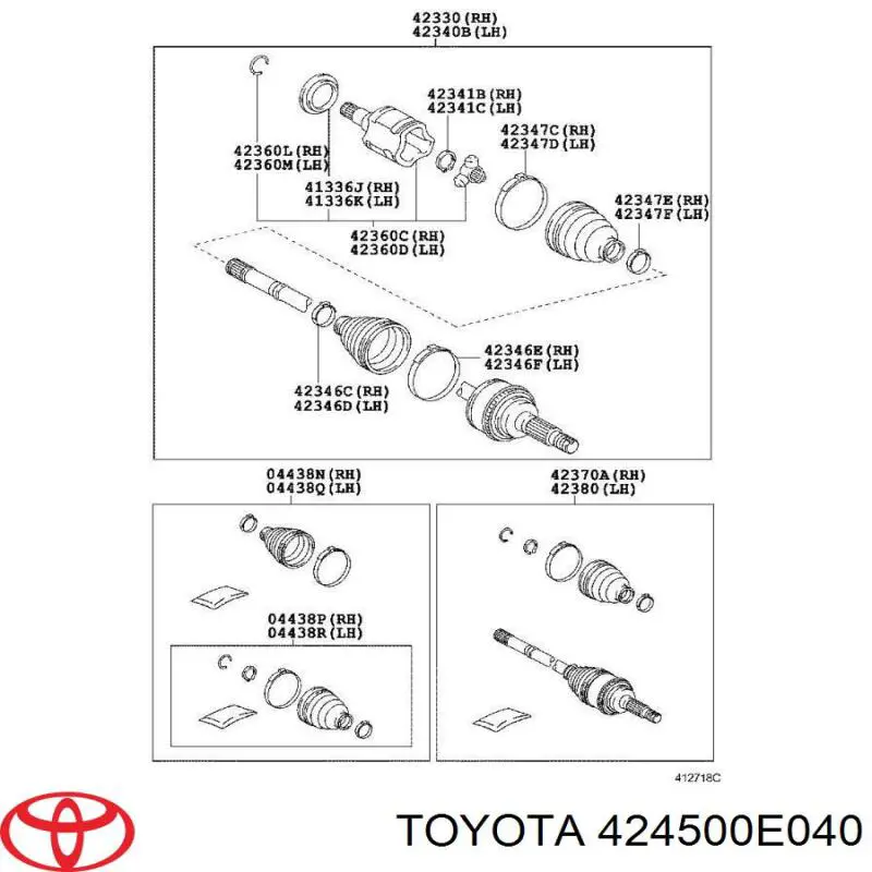 Piasta tyłna prawa Toyota 424500E040 cena, od 75,01 USD