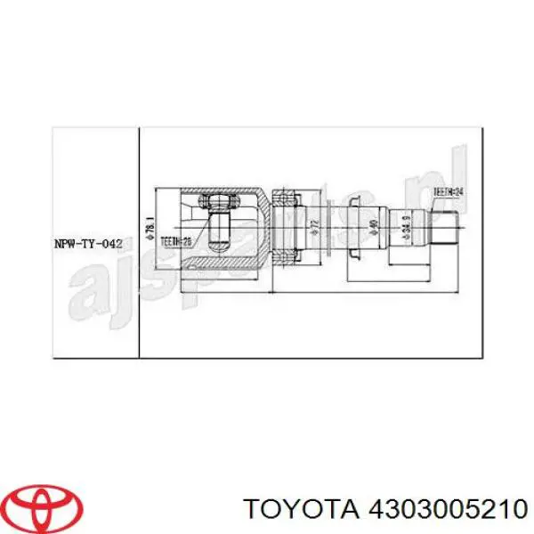 4303005210 Toyota Przegub homokinetyczny przedni wewnętrzny