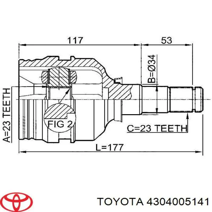 Przegub homokinetyczny wewnętrzny przedni lewy Toyota 4304005141 cena, od 65,07 USD