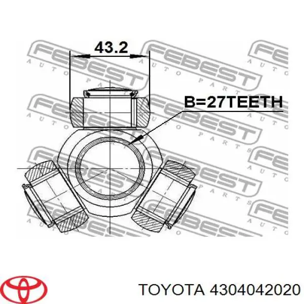 Przegub homokinetyczny wewnętrzny przedni lewy 4304042020 Toyota