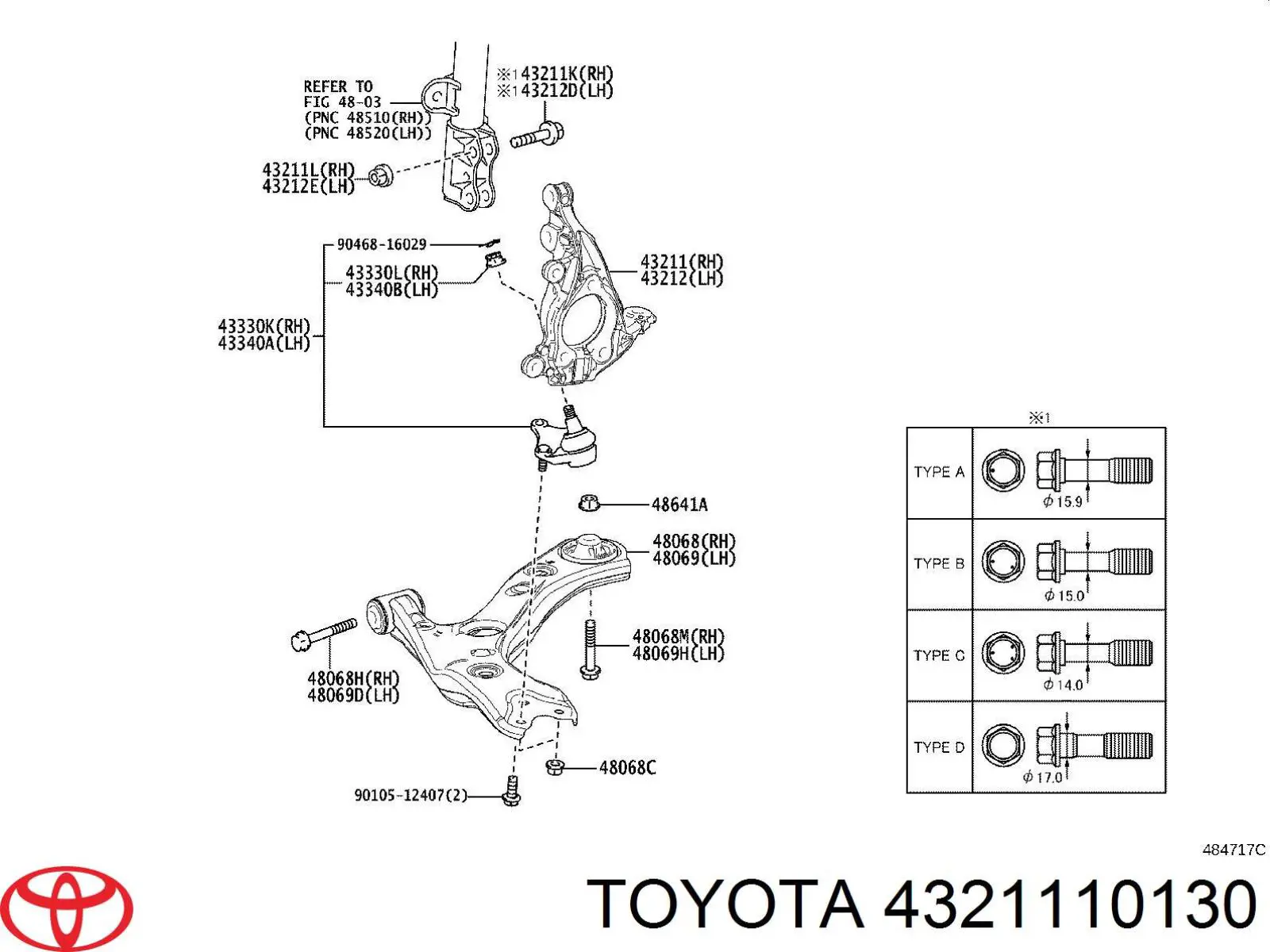 4321110130 Toyota Czop (zwrotnica) przedni prawy