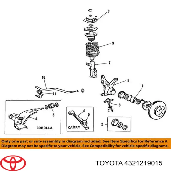 Czop (zwrotnica) przedni lewy Toyota 4321219015 cena, od 105,57 USD