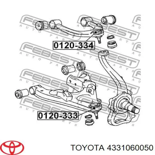Do koszyka 4331060050 Toyota Sworzeń wahacza górny